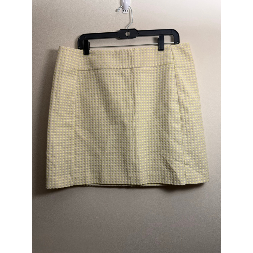 Women's Ann Taylor LOFT Mini Skirt Plus Size 14 Beige Yellow Polka Dot NWT